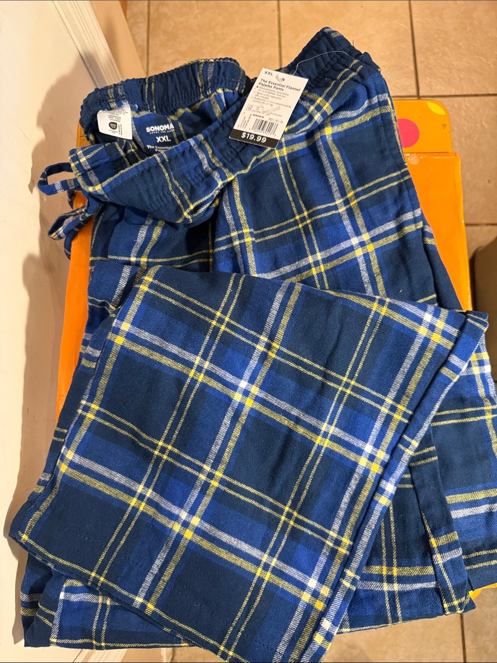 Sonoma Blue and Yellow Plaid Men's Bed Pants